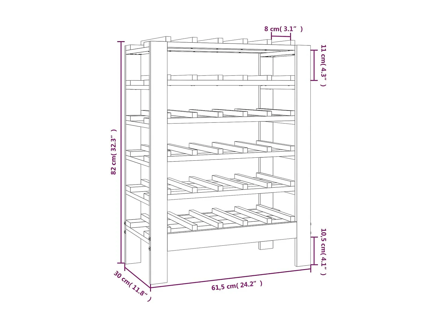 Casier à vin 61,5x30x82 cm Bois de pin massif