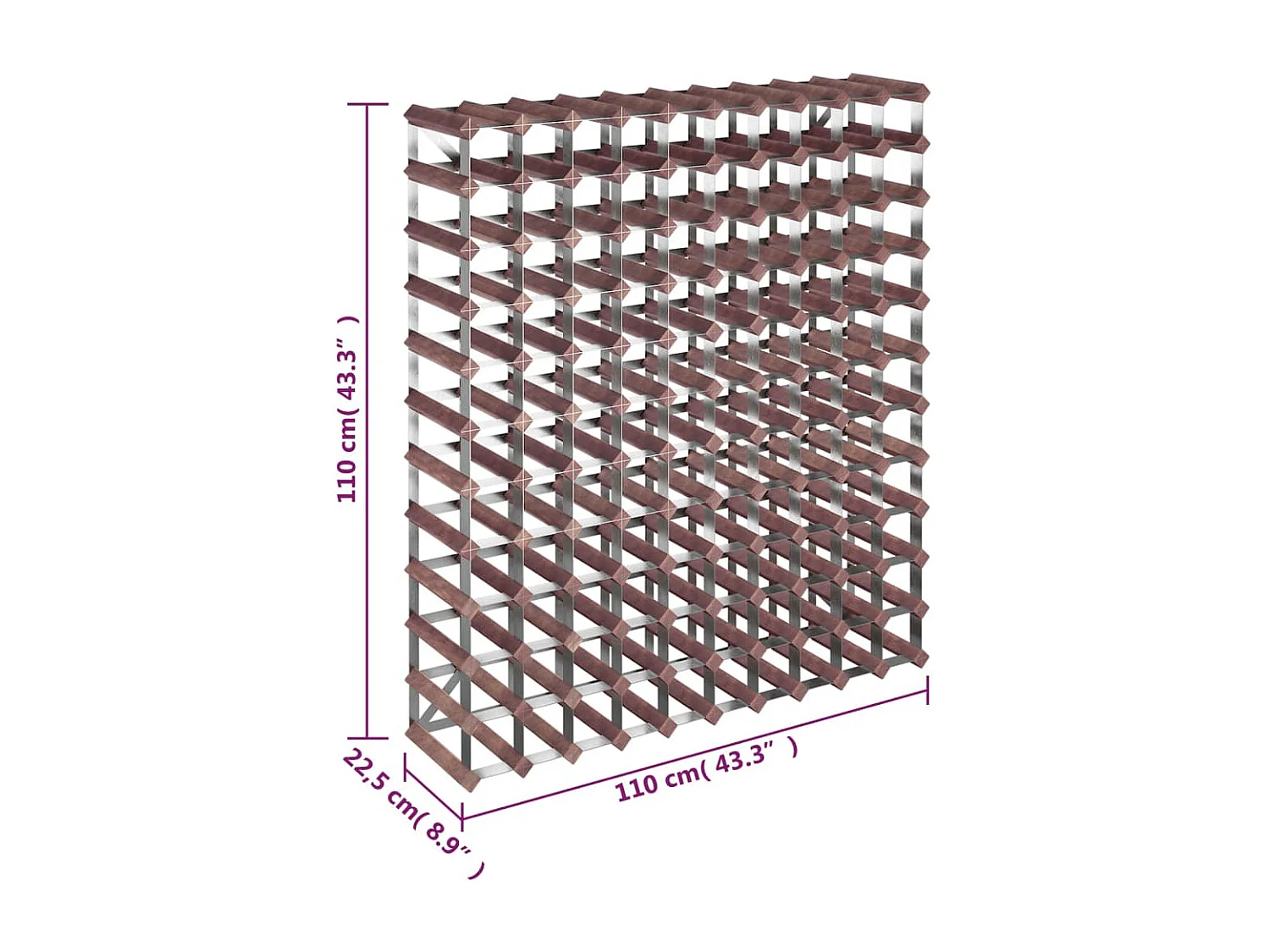 Portabottiglie per 120 bottiglie Marrone Legno di pino massiccio