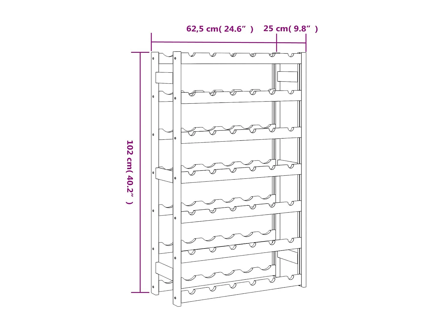Casier à bouteilles pour 42 bouteilles marron bois pin solide