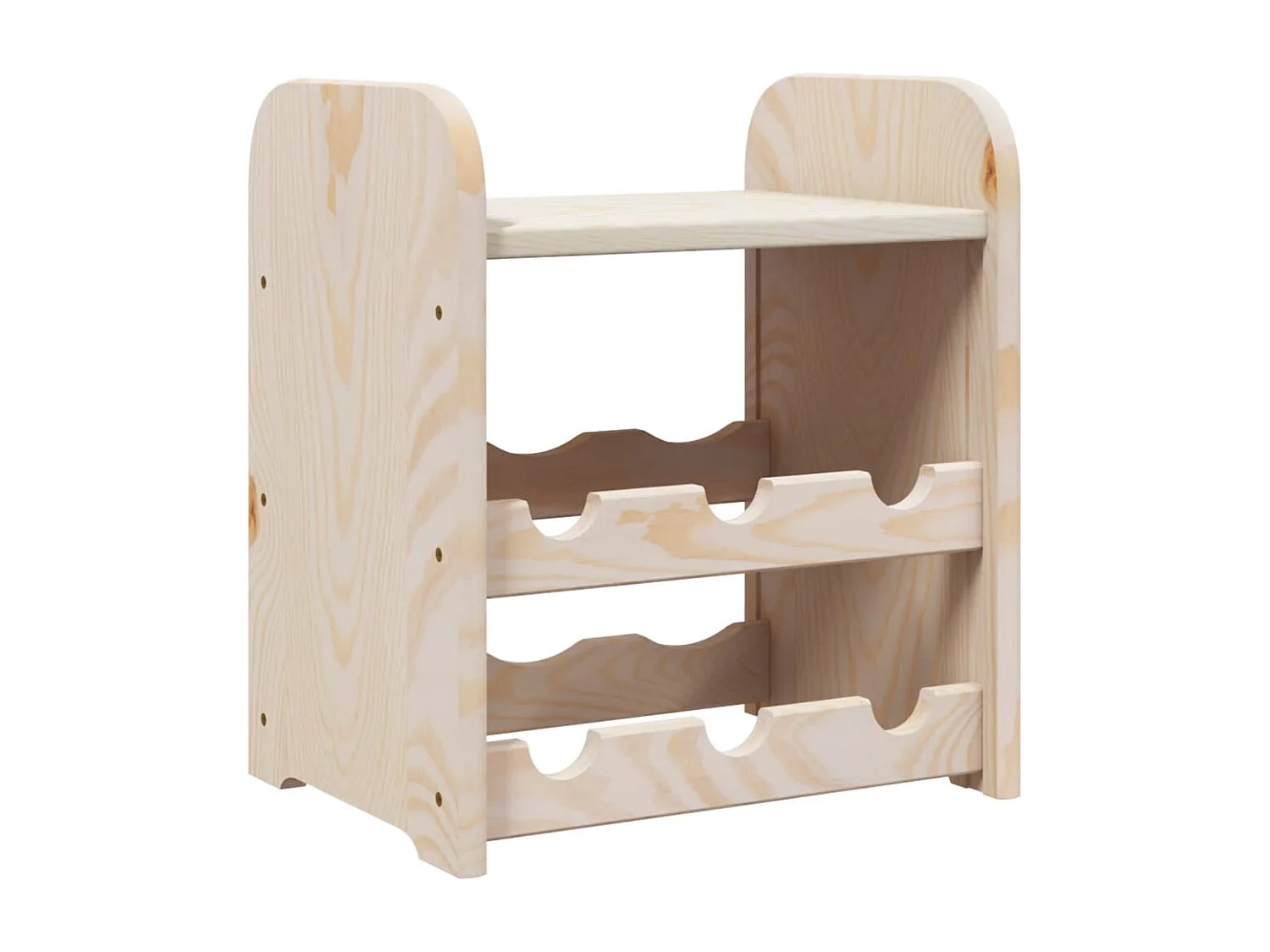 Portabottiglie con pannello superiore 33x25x37 cm in legno massello di pino