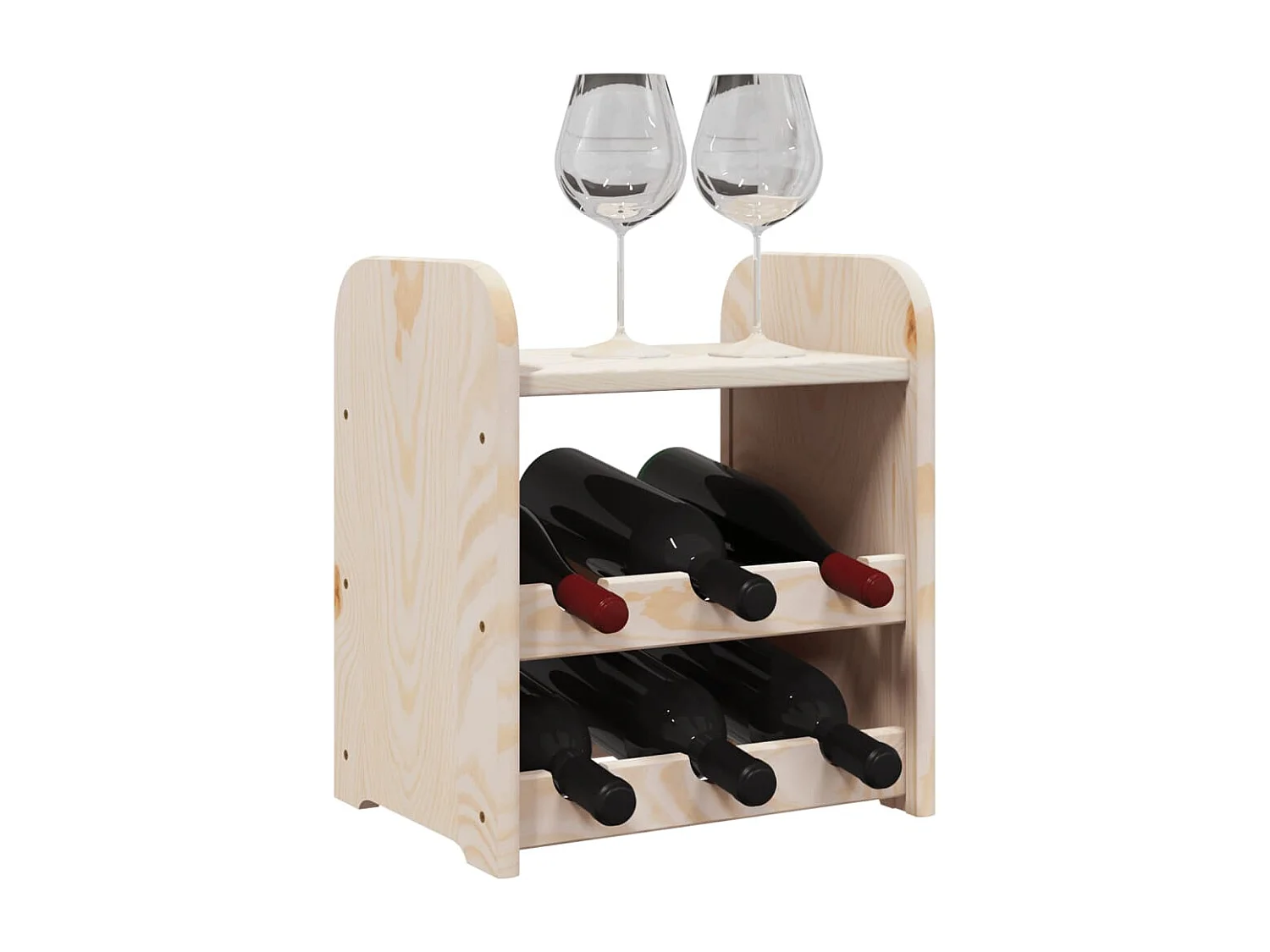 Portabottiglie con pannello superiore 33x25x37 cm in legno massello di pino