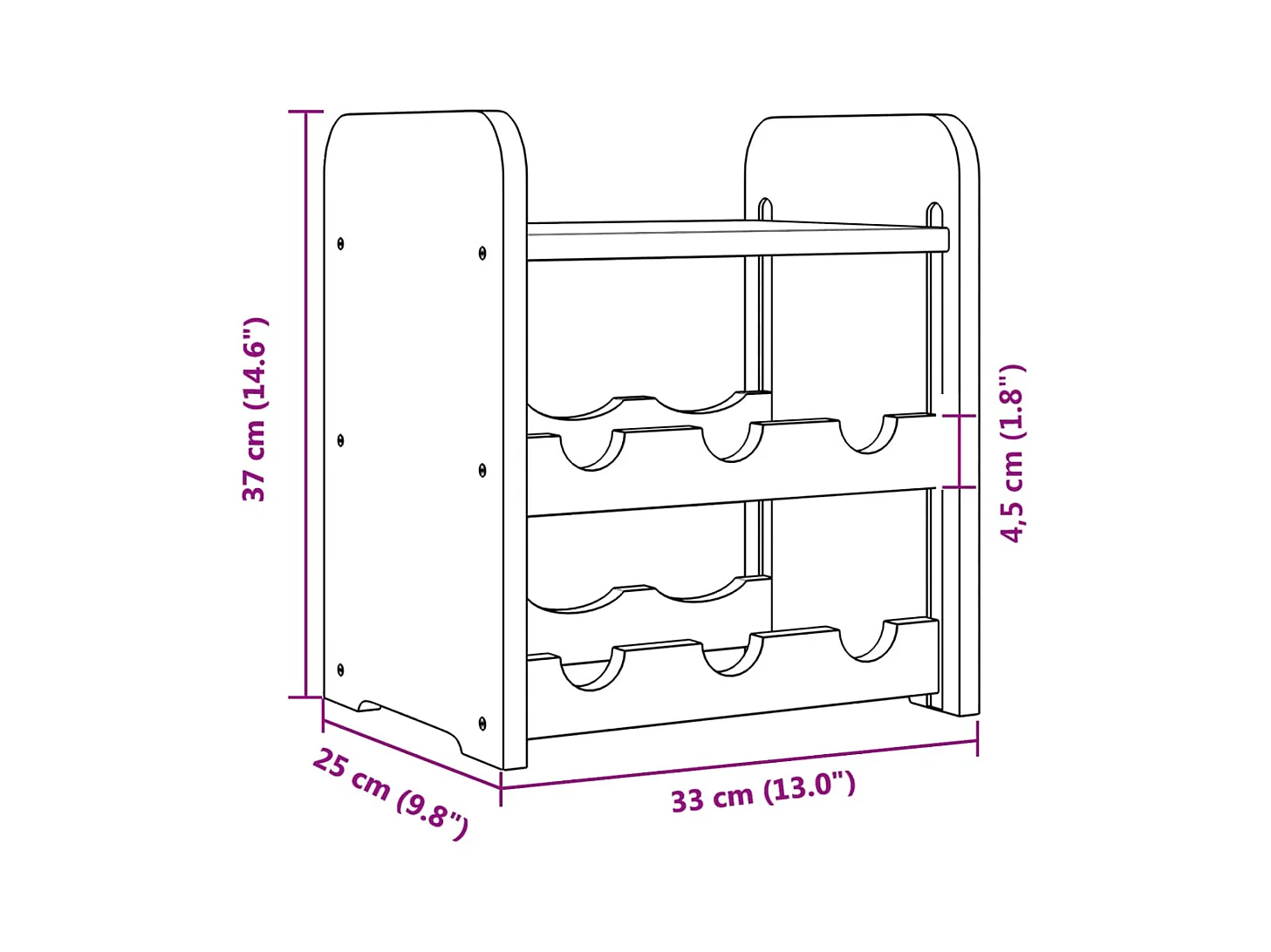 Casier à vin avec panneau supérieur 33x25x37 cm bois pin massif