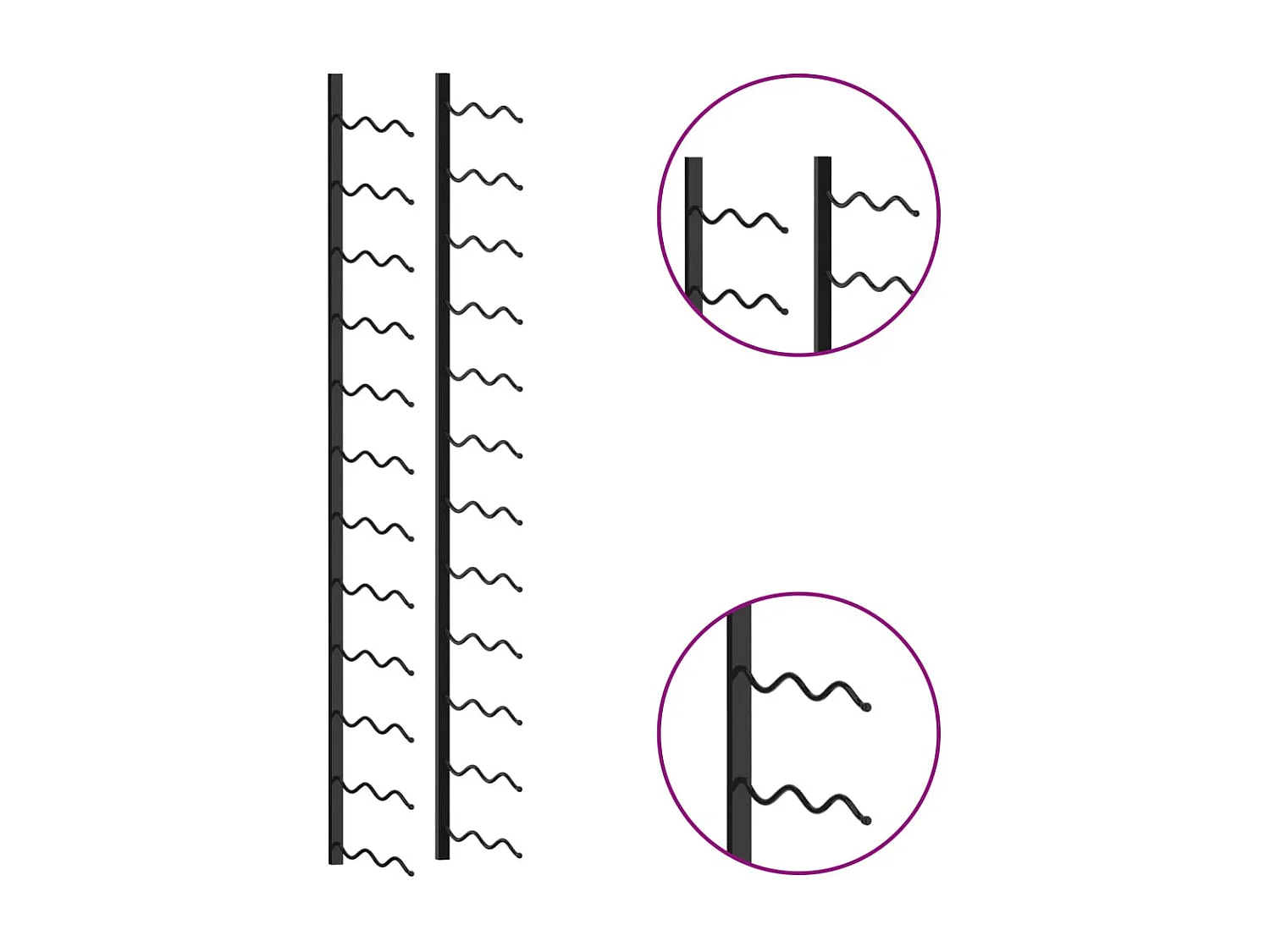 Wandmontiertes Weinregal für 24 Flaschen aus schwarzem Eisen