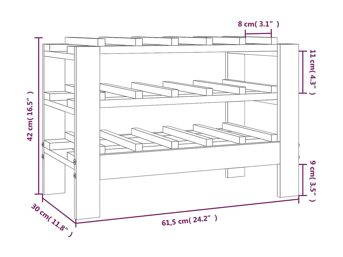 Casier à vin 61,5x30x42 cm Bois de pin massif