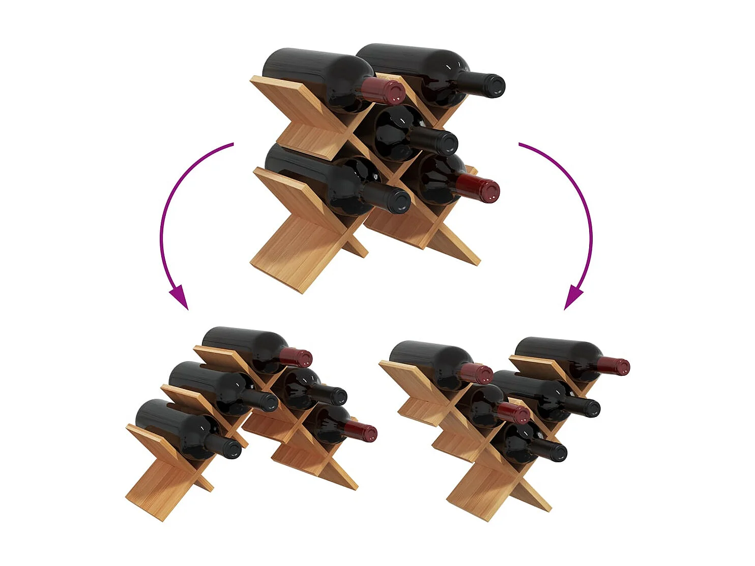 Casier à vin pour 5 bouteilles 41x15x25 cm bambou