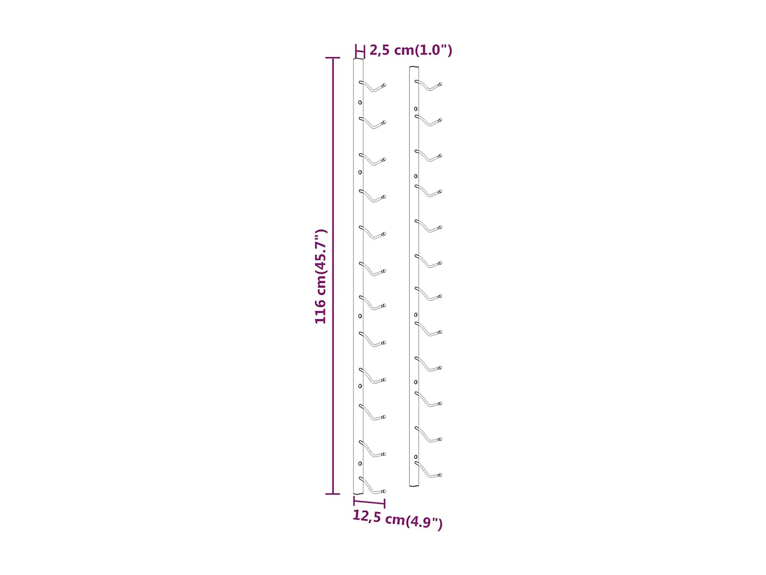 Wandmontiertes Weinregal für 12 Flaschen Gold Iron
