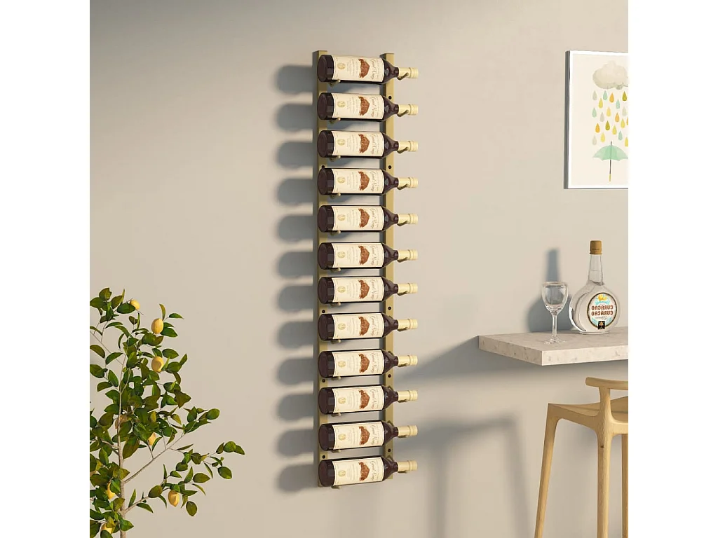 Portabottiglie da parete per 12 bottiglie Gold Iron
