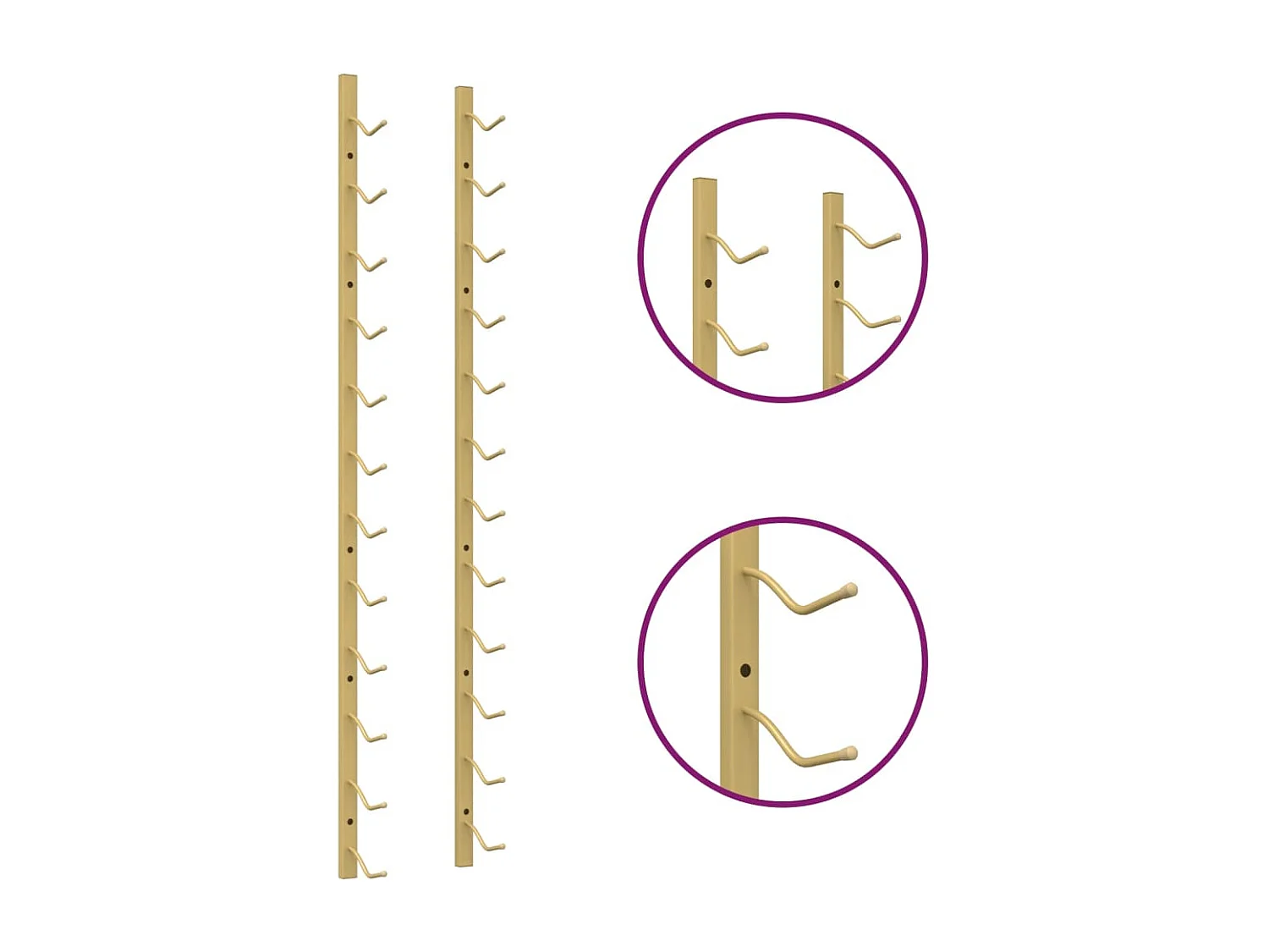 Portabottiglie da parete per 12 bottiglie Gold Iron