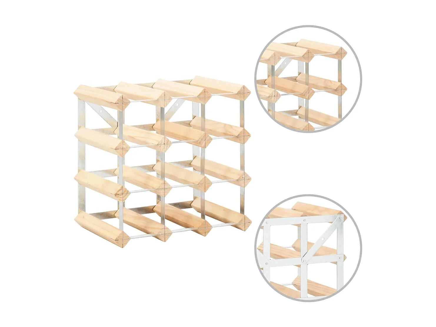 Portabottiglie 12 bottiglie in legno massello di pino