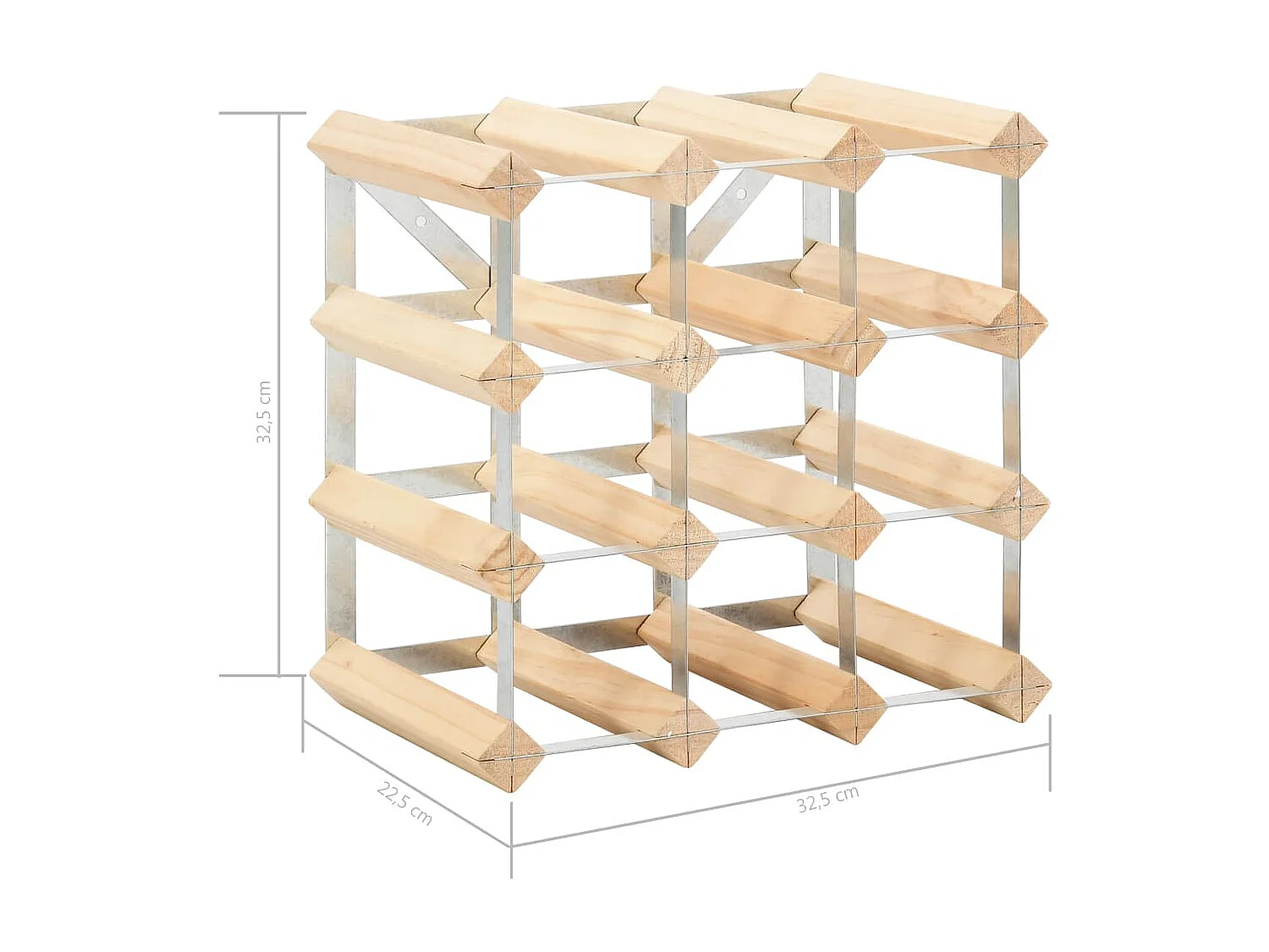 Portabottiglie 12 bottiglie in legno massello di pino