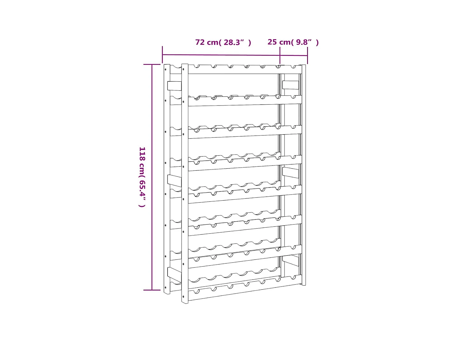 Casier à bouteilles pour 56 bouteilles noir bois pin solide