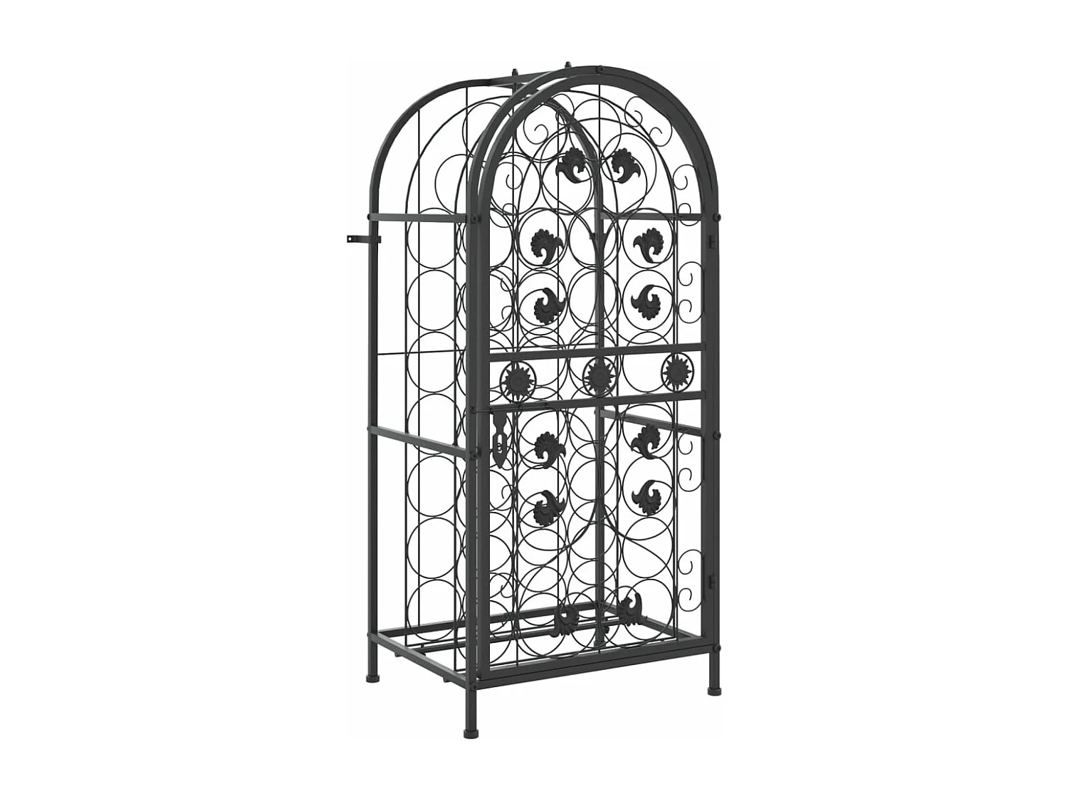 Casier à bouteilles 33 bouteilles noir 45x36x100 cm fer forgé