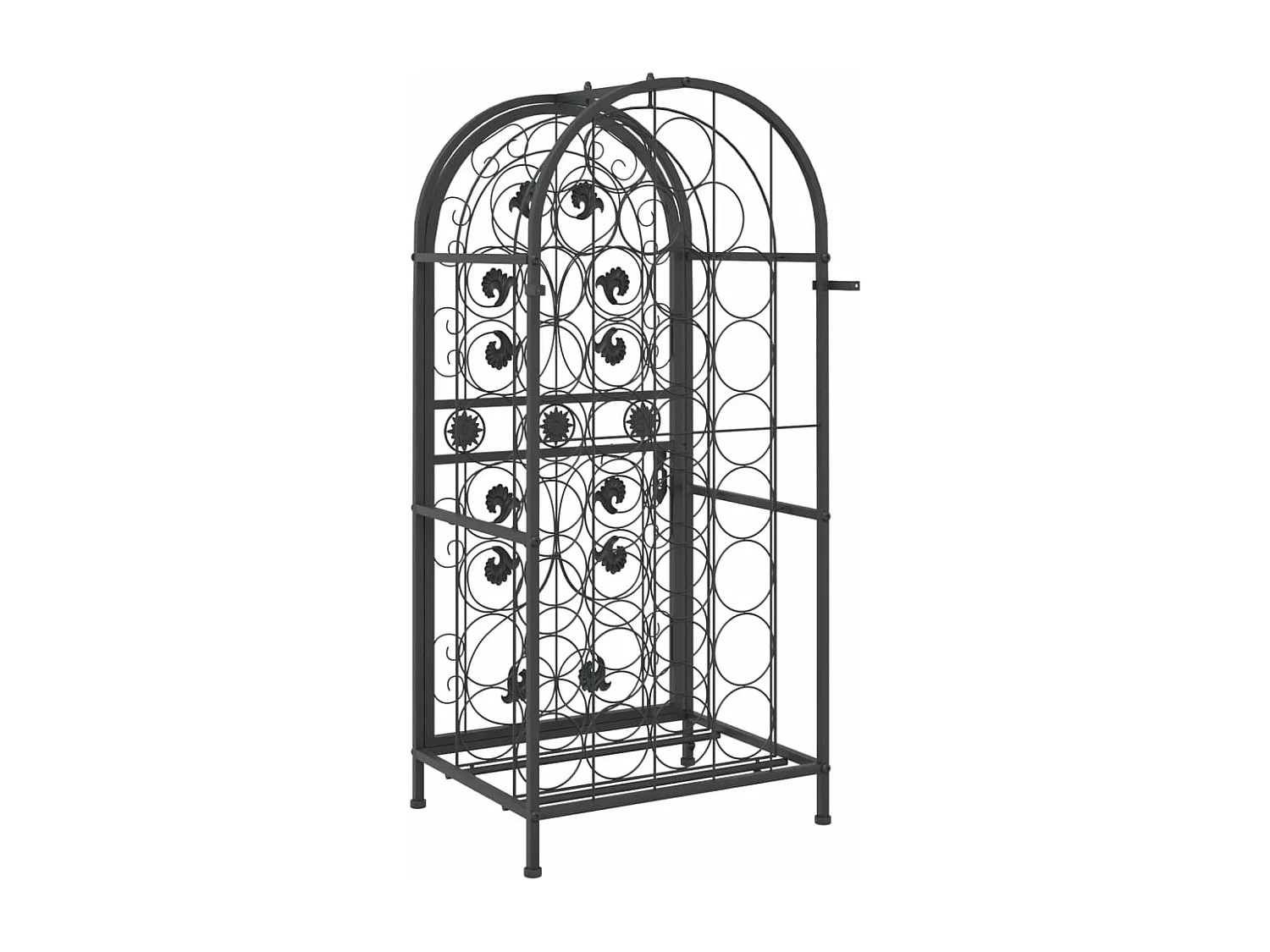 Casier à bouteilles 33 bouteilles noir 45x36x100 cm fer forgé