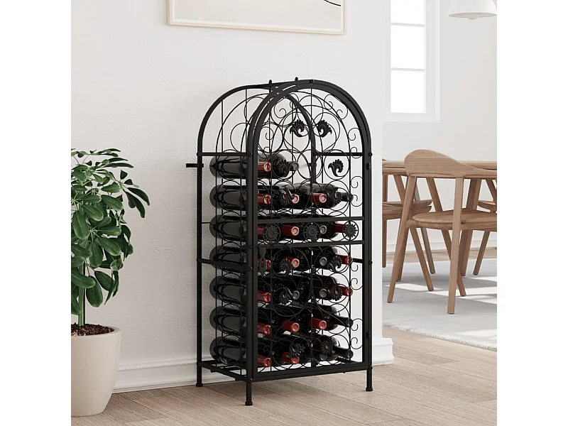 Portabottiglie per 33 bottiglie nero 45x36x100 cm in ferro battuto