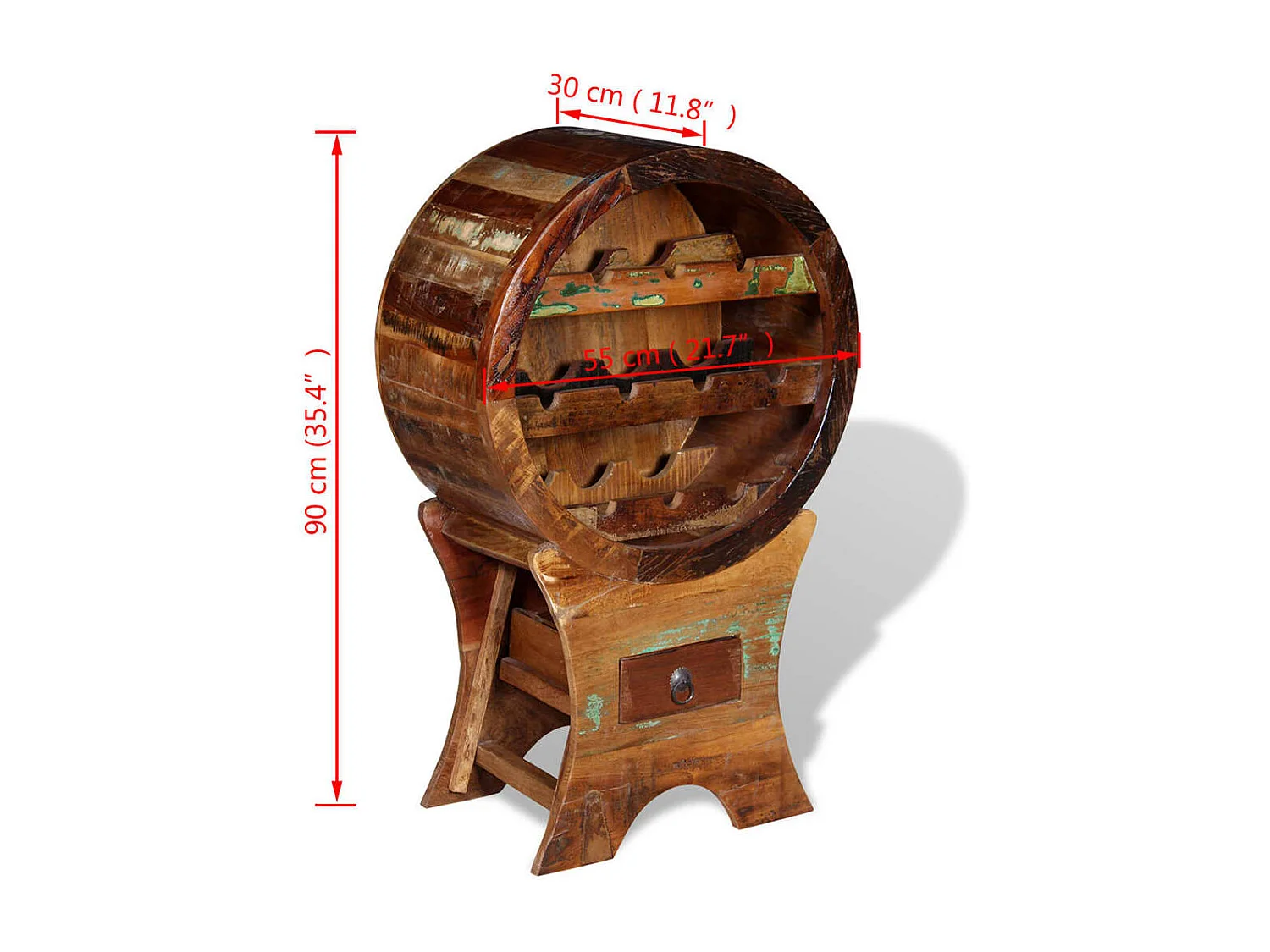 Portabottiglie 10 bottiglie Legno massello di recupero