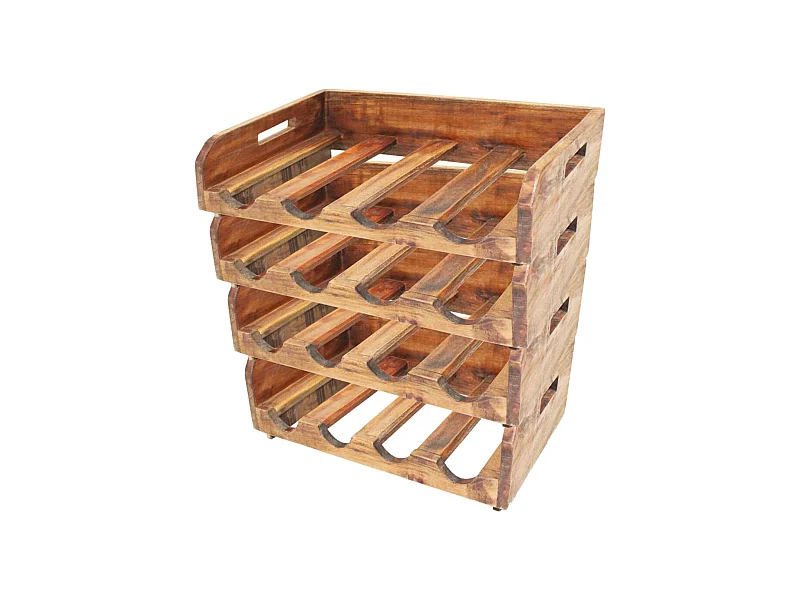 Casiers à bouteilles 4pcs de 16 bouteilles bois d'acajou massif