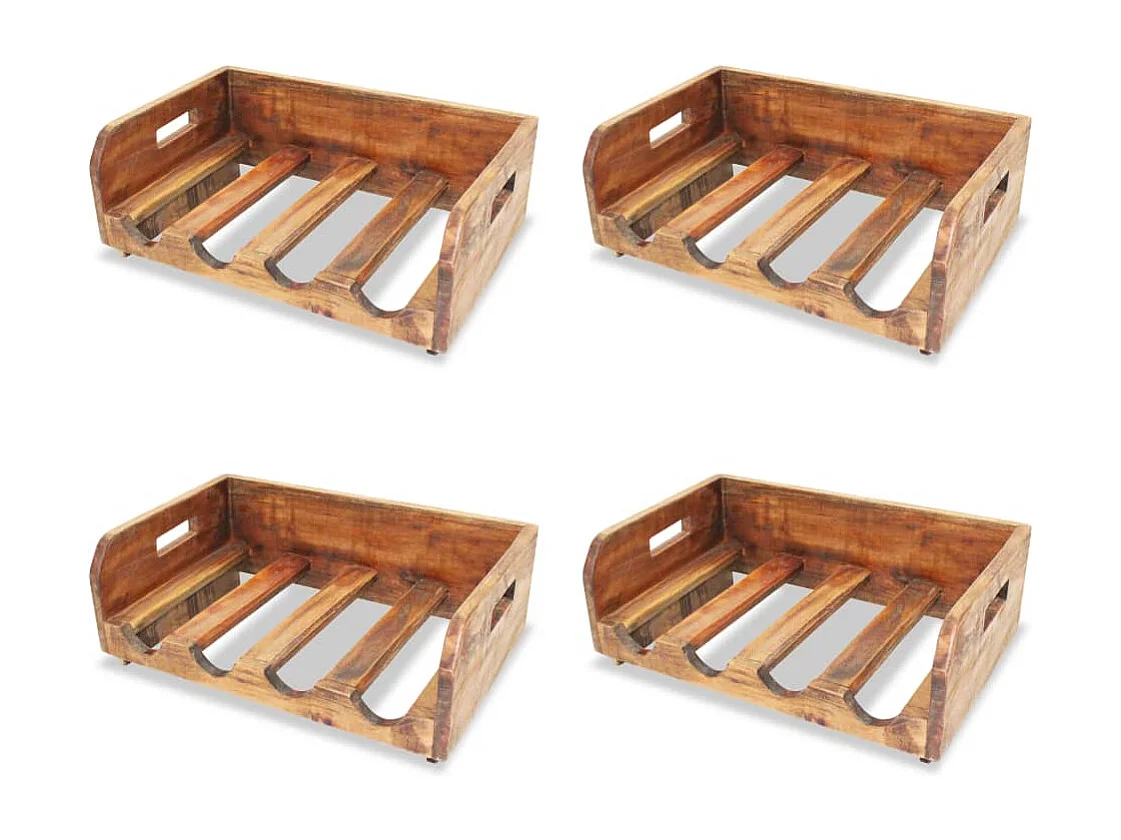 Casiers à bouteilles 4pcs de 16 bouteilles bois d'acajou massif