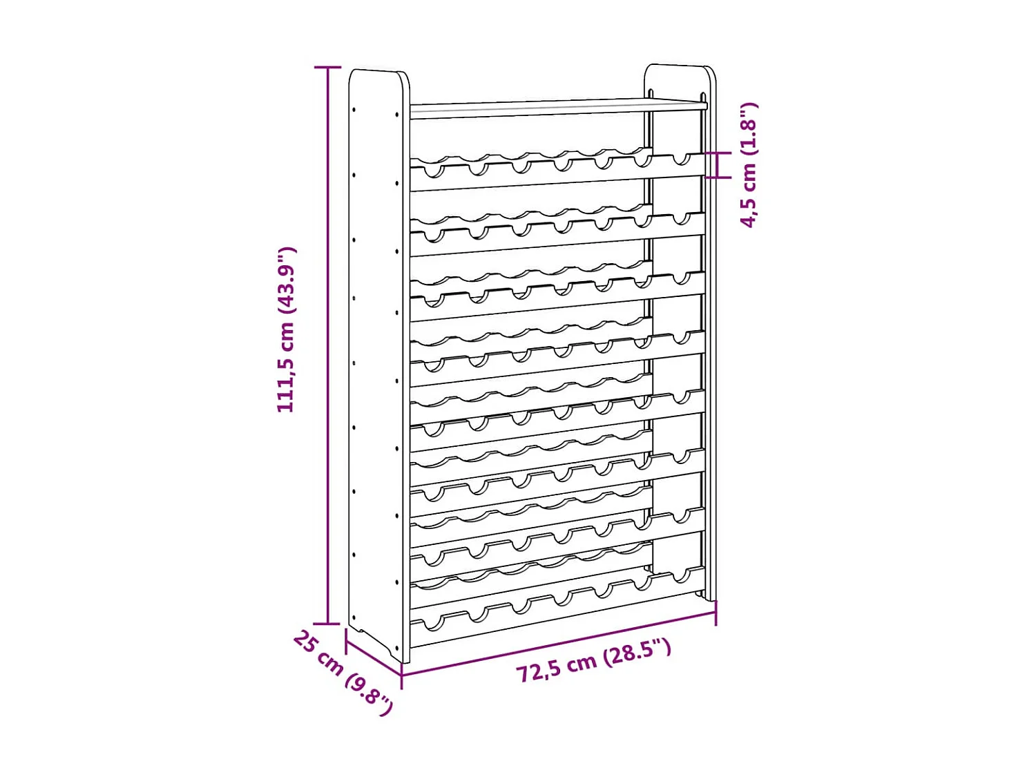 Portabottiglie con pannello superiore in legno massello di pino