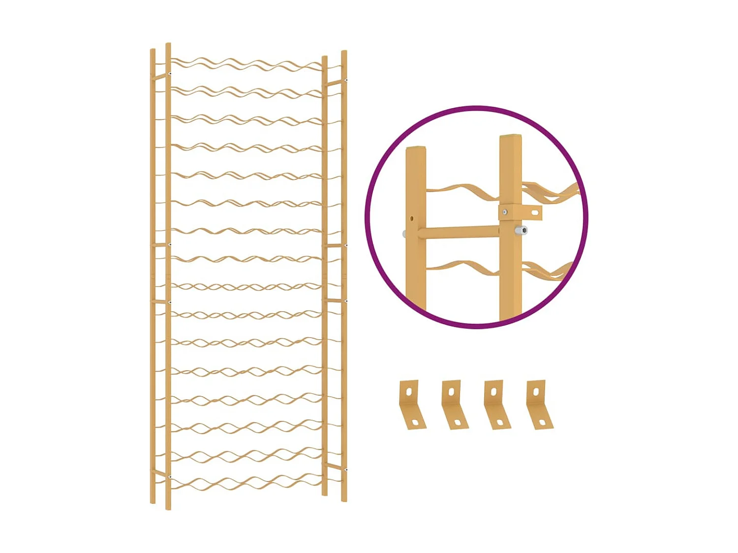 Garrafeira para 96 garrafas Metal Dourado