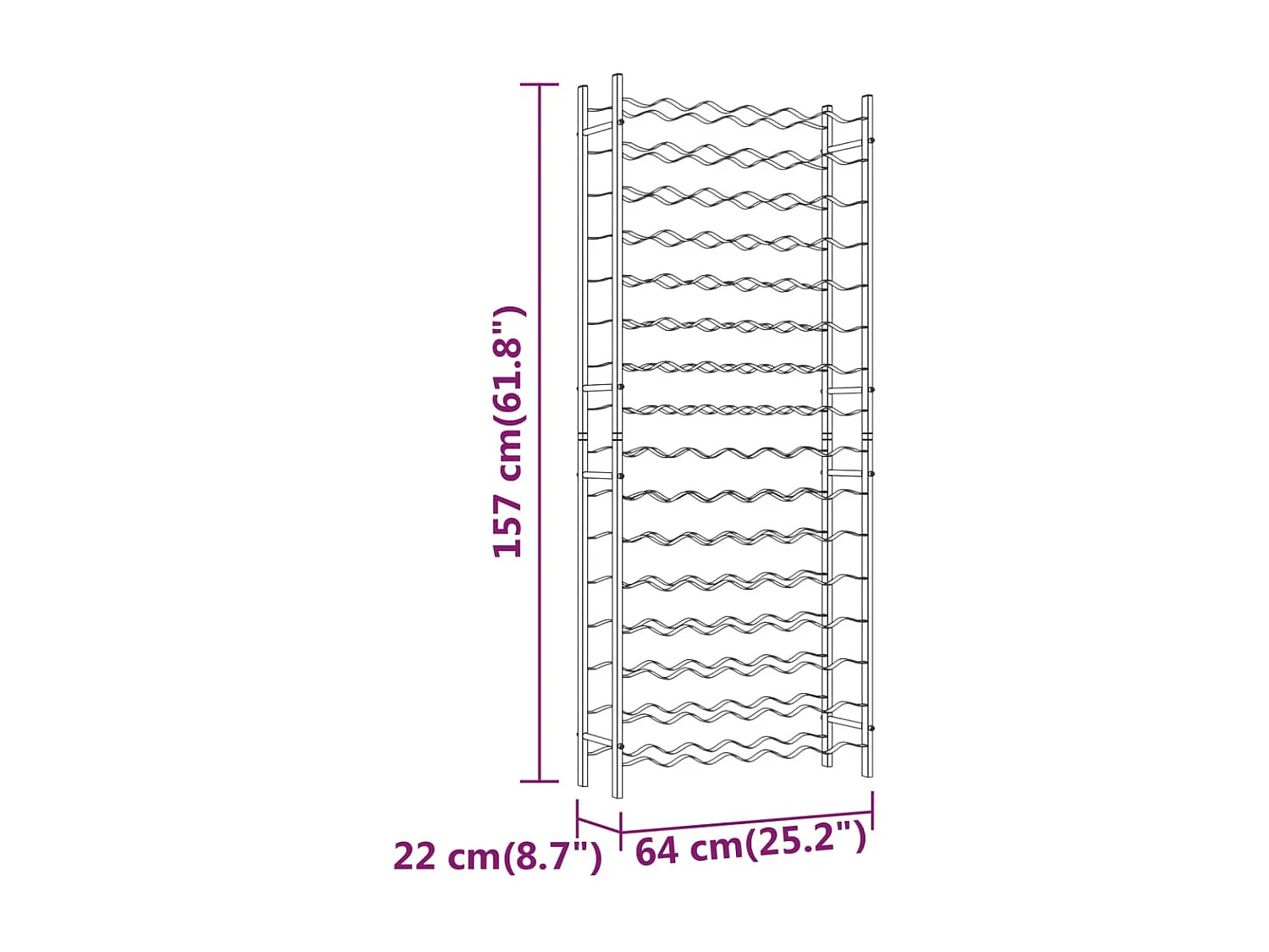 Garrafeira para 96 garrafas Metal Dourado