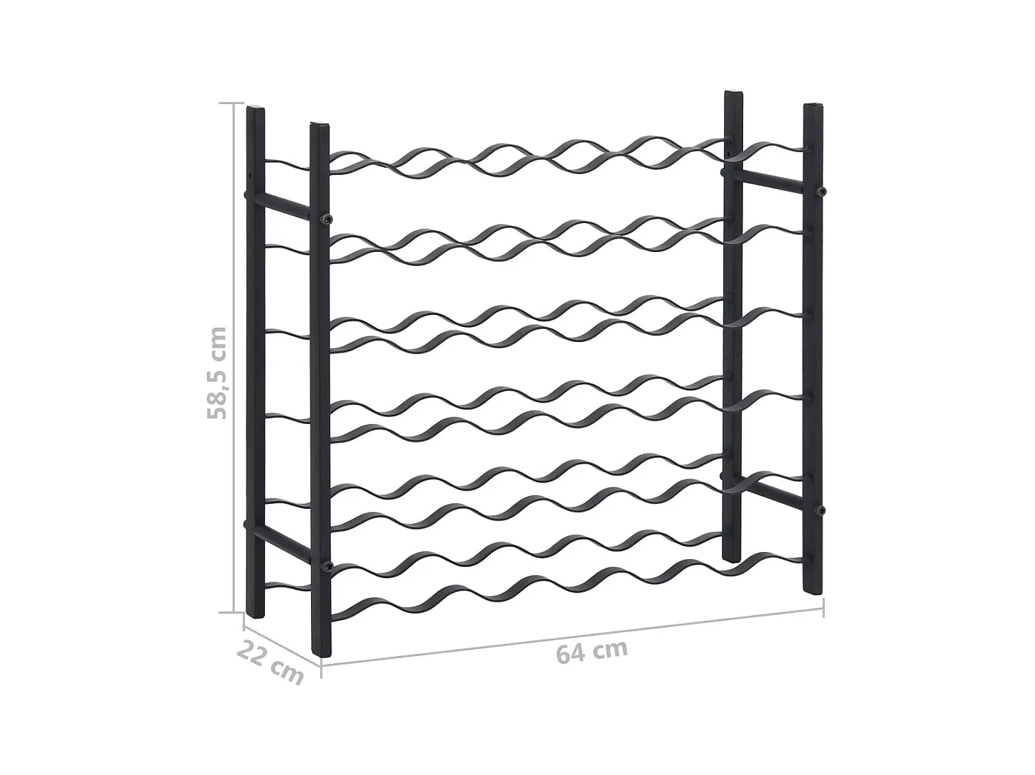 Weinregal für 36 Flaschen aus schwarzem Eisen