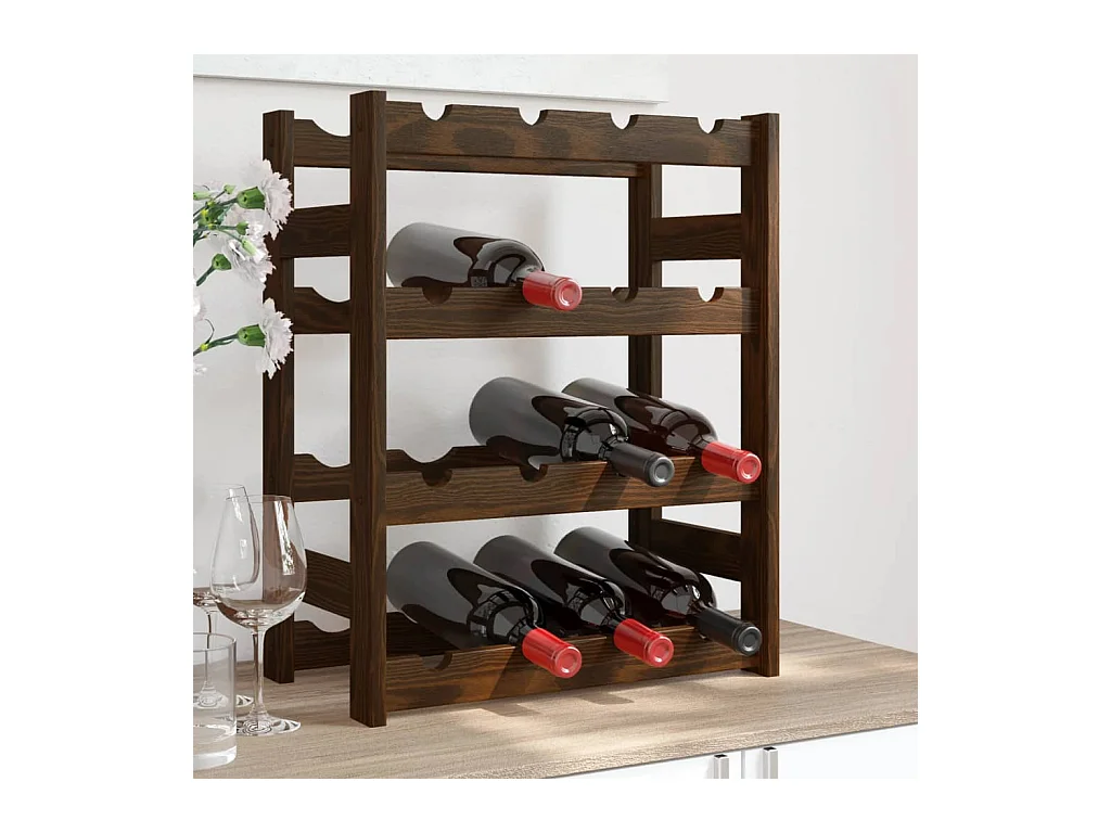 Casier à bouteilles pour 16 bouteilles marron bois pin solide