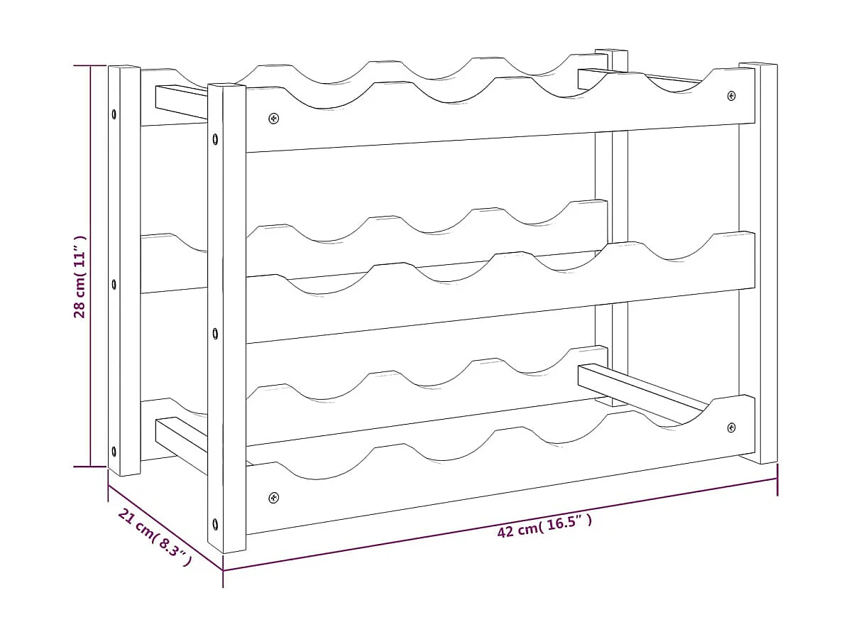 Weinregal für 12 Flaschen. Massives Walnussholz