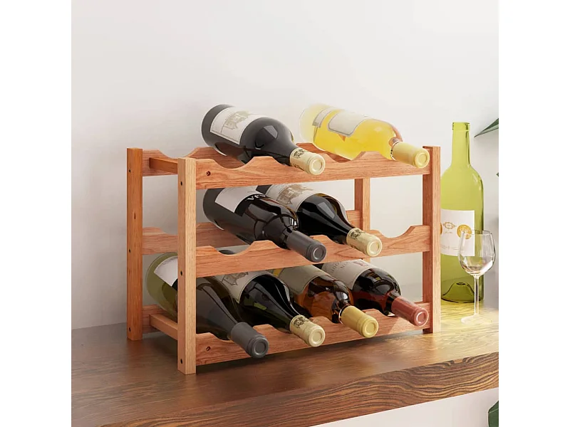 Portabottiglie per 12 bottiglie. Legno di noce massello