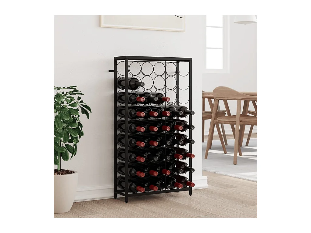 Portabottiglie per 45 bottiglie nero 54x18x100cm in ferro battuto