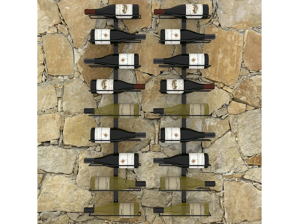 Portabottiglie da parete per 18 bottiglie 2 pz Black Iron