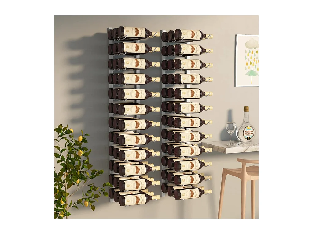 Casier à vin mural pour 36 bouteilles 2 pcs Blanc Fer