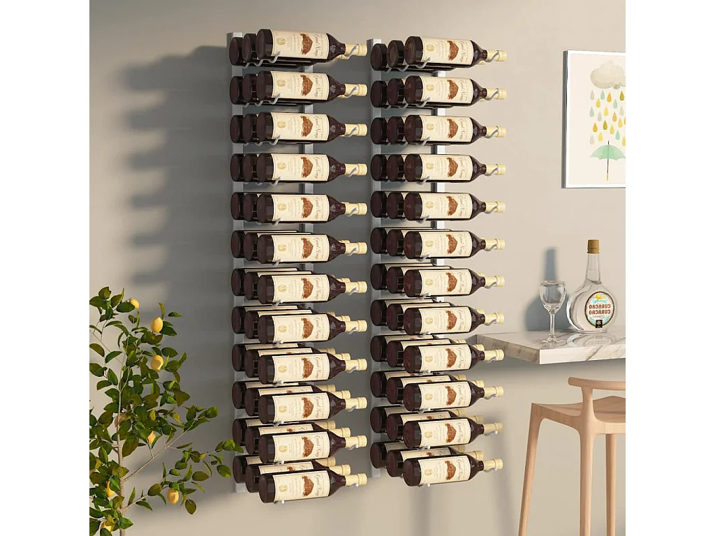 Casier à vin mural pour 36 bouteilles 2 pcs Blanc Fer