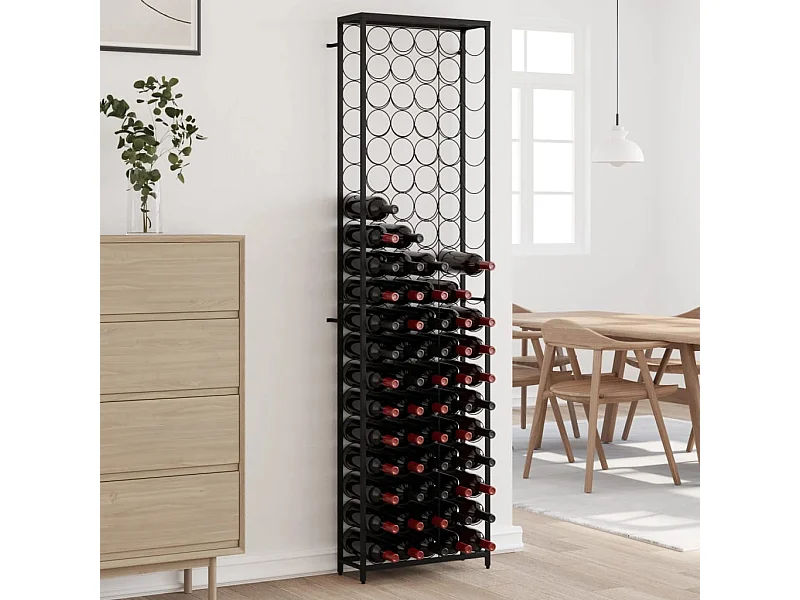 Portabottiglie per 95 bottiglie nero 54x18x200cm in ferro battuto