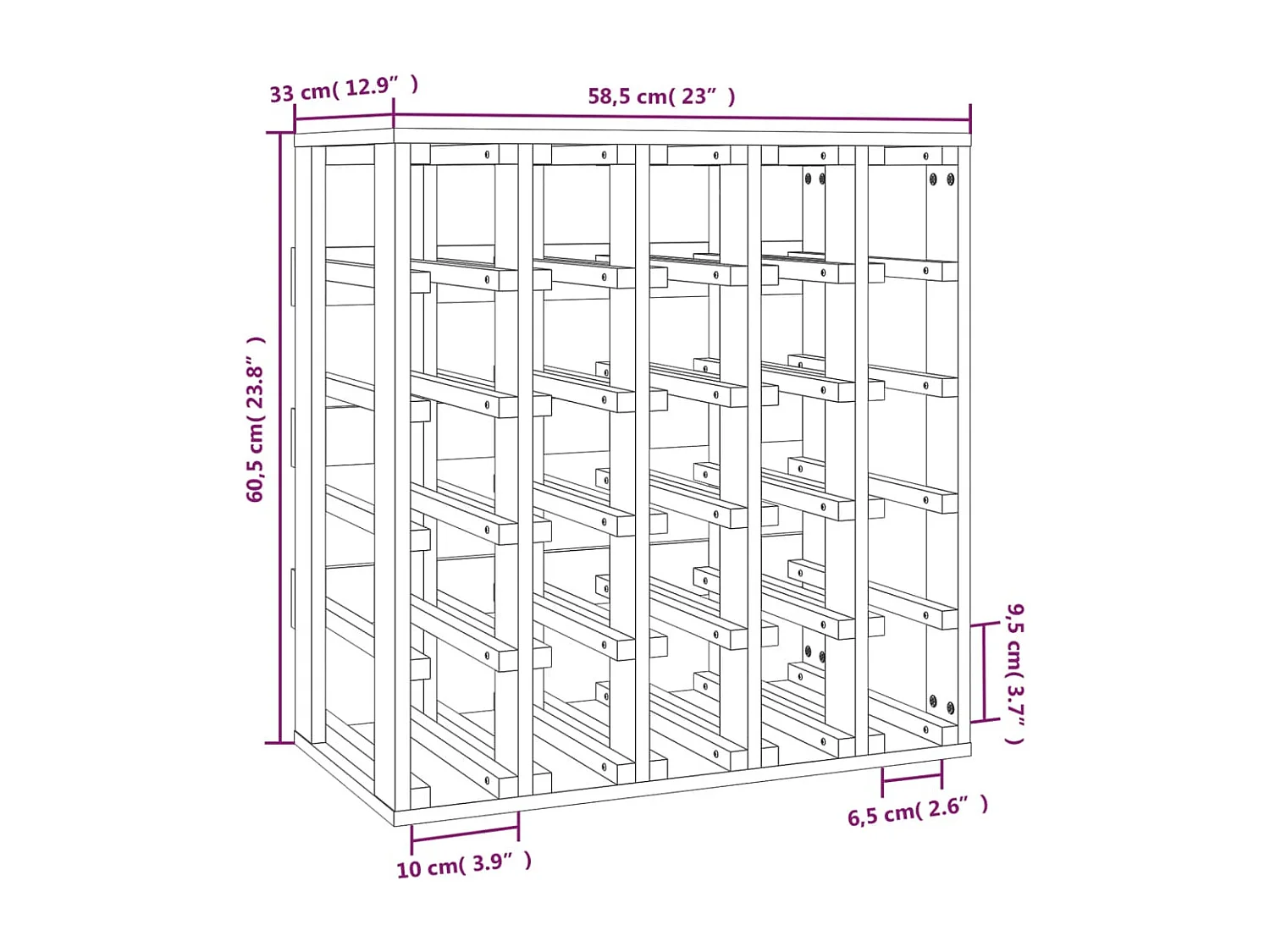 Casier à vin 58,5x33x60,5 cm Bois de pin massif
