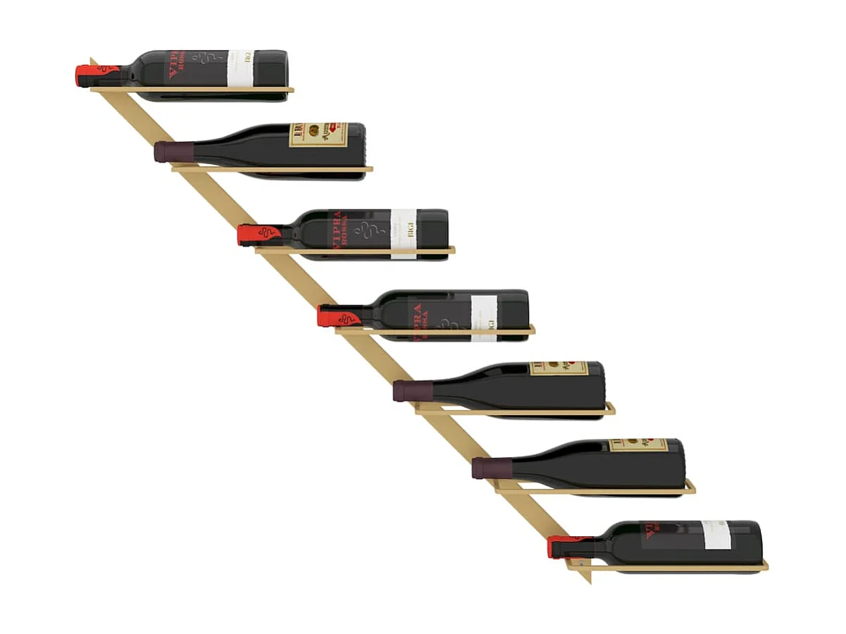 Wandmontiertes Weinregal für 7 Flaschen Gold Iron
