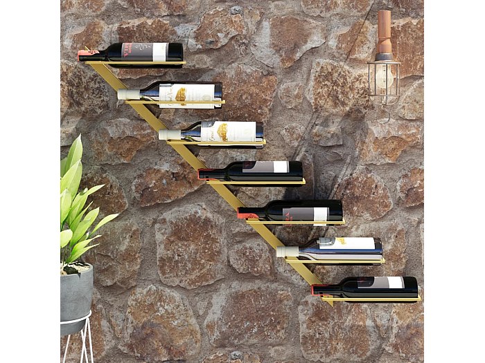 Portabottiglie Per 30 Bottiglie In Legno Massello Di Pino Marrone - Foto 3