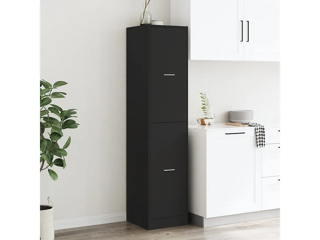 Schwarzer Apothekerschrank, 40 x 41 x 174,5 cm, Holzwerkstoff