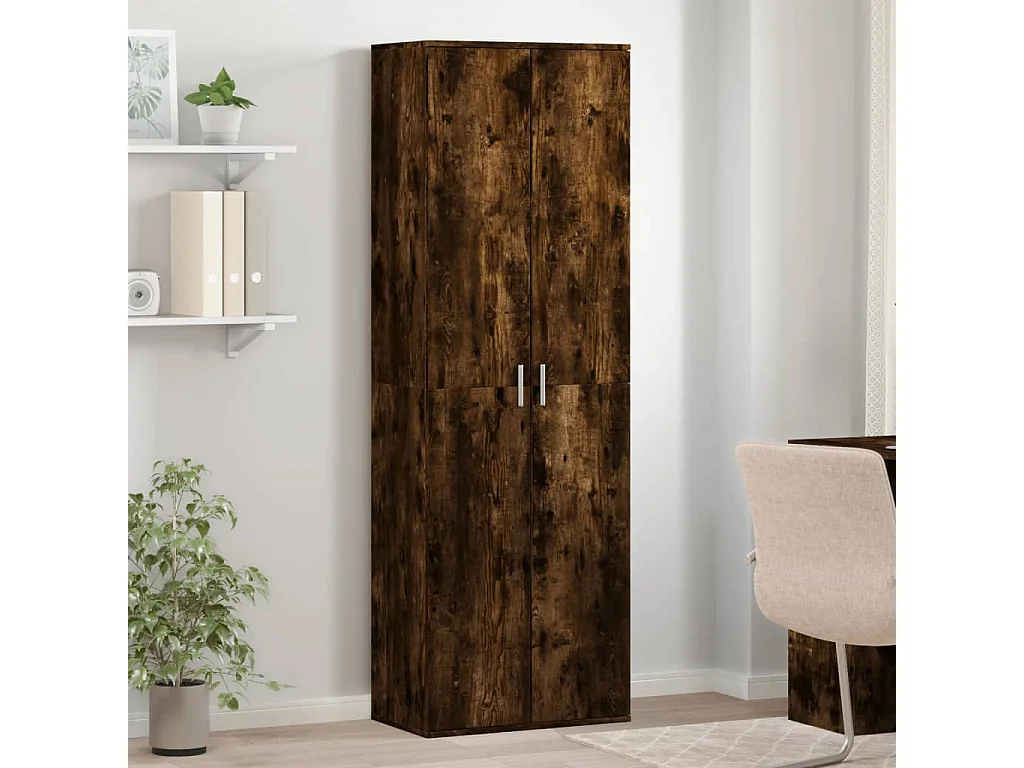 Hohes Sideboard aus geräucherter Eiche, 60 x 35 x 180 cm, Holzwerkstoff