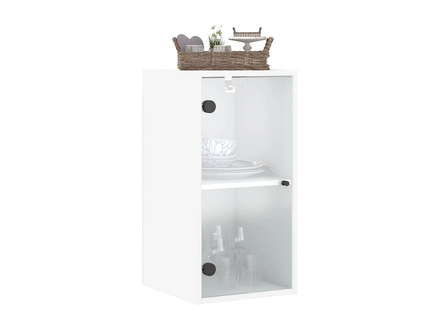 Armário de parede com portas de vidro branco 35x37x68,5 cm