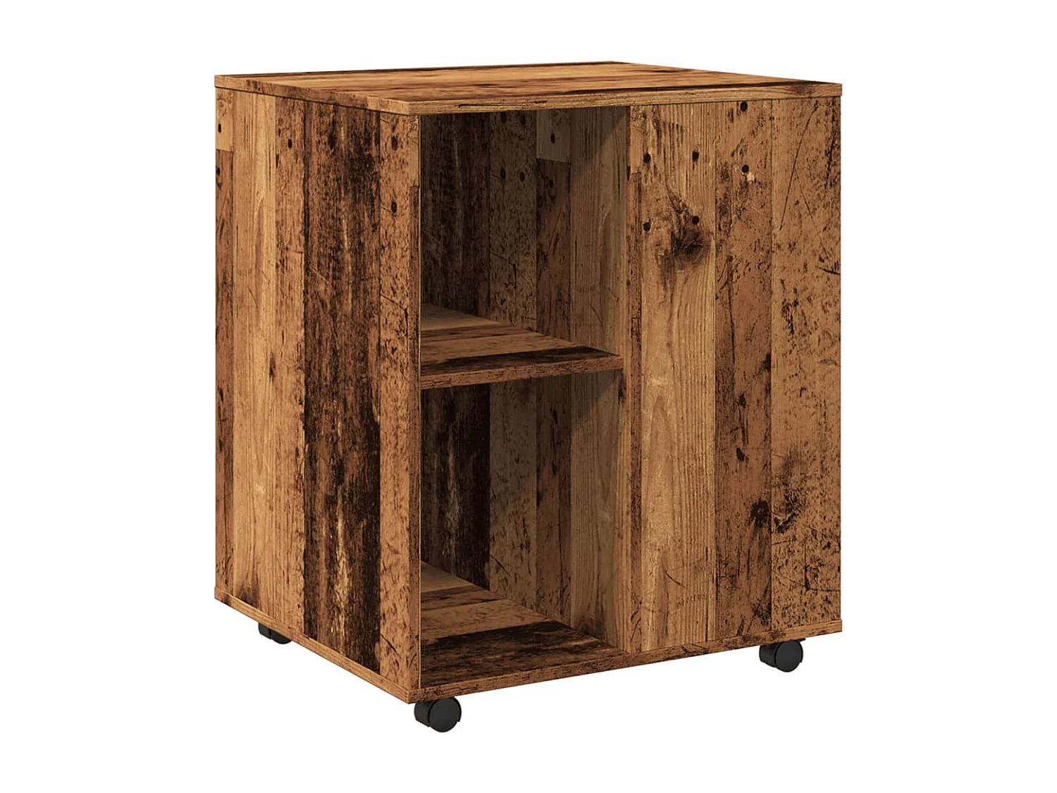 Armoire à roulettes vieux bois 60x53x72 cm bois d'ingénierie