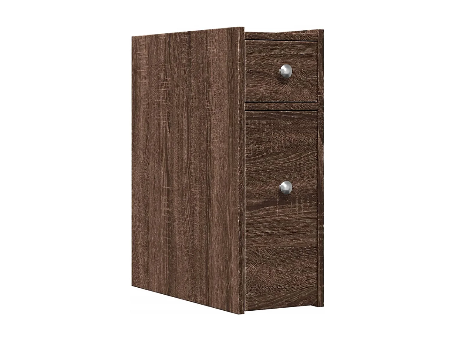 Mobile da bagno stretto con ruote in rovere marrone