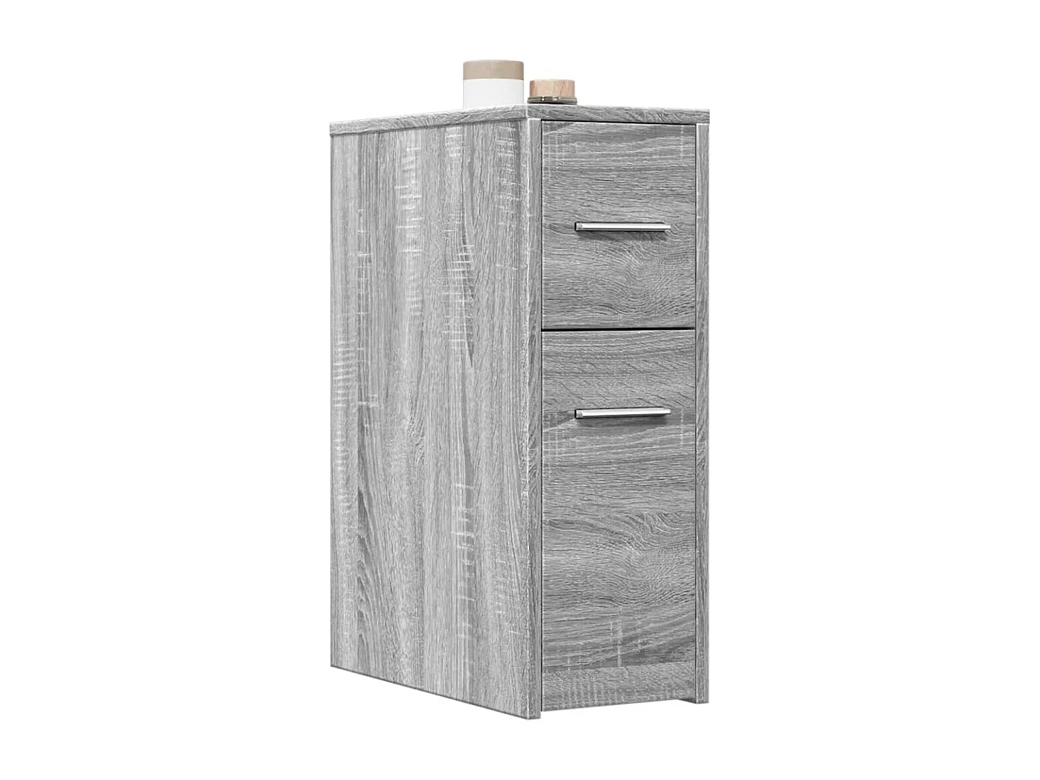 Armoire de salle de bain étroite avec roulettes sonoma gris