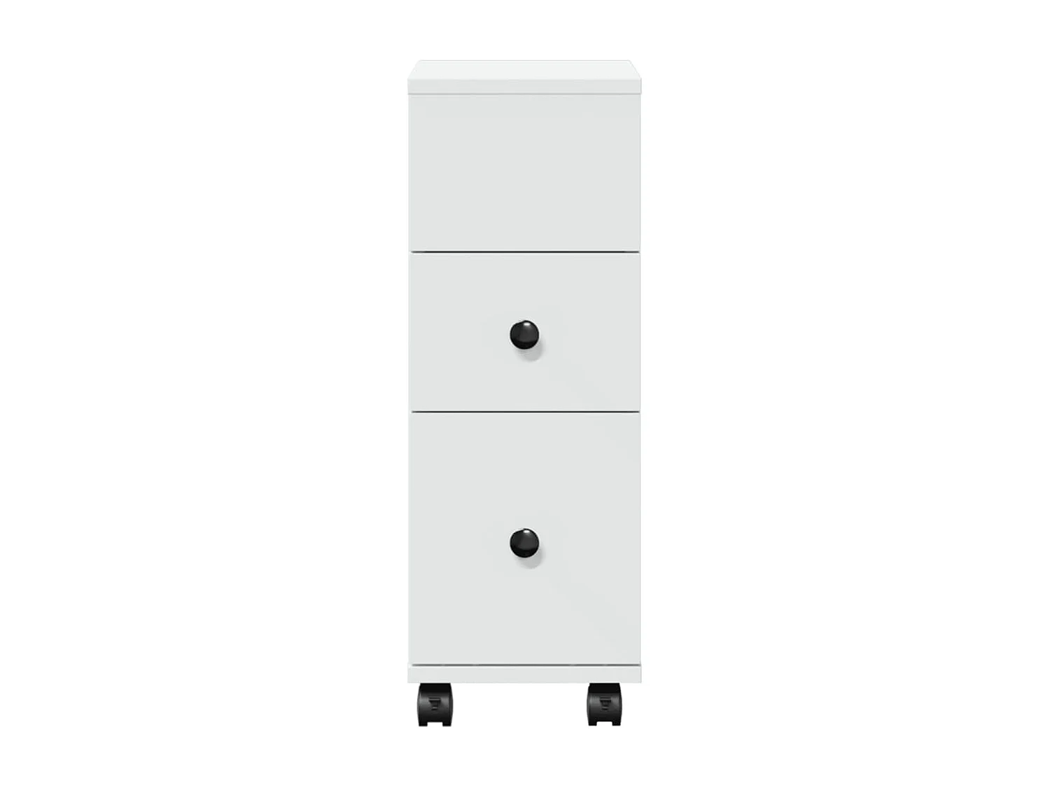 Meuble étroit de salle de bain à roulettes blanc