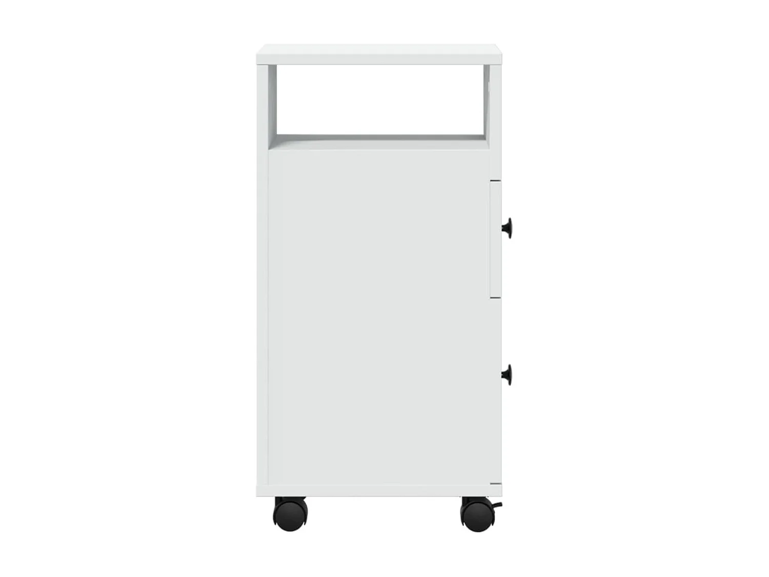 Meuble étroit de salle de bain à roulettes blanc