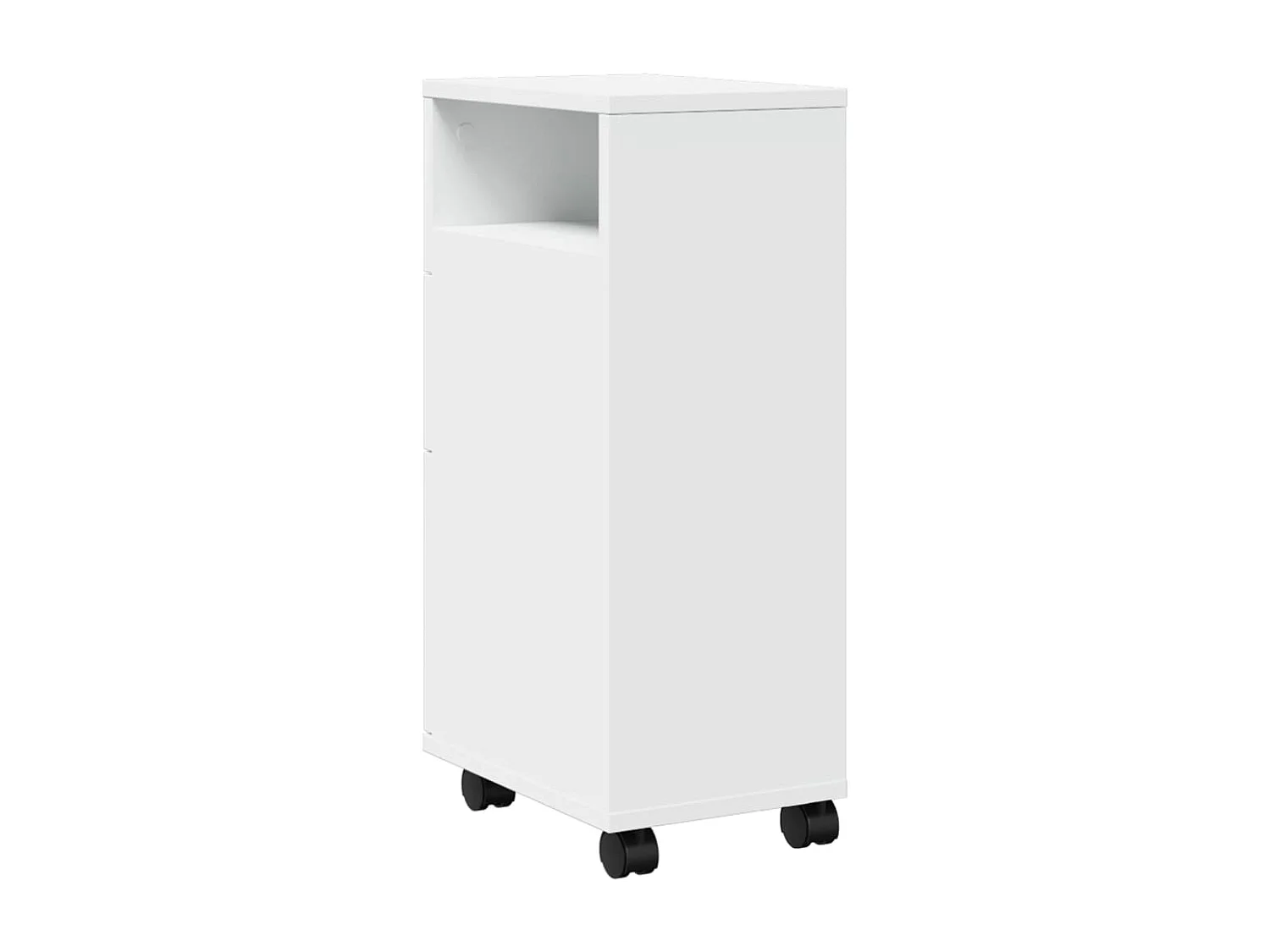 Meuble étroit de salle de bain à roulettes blanc