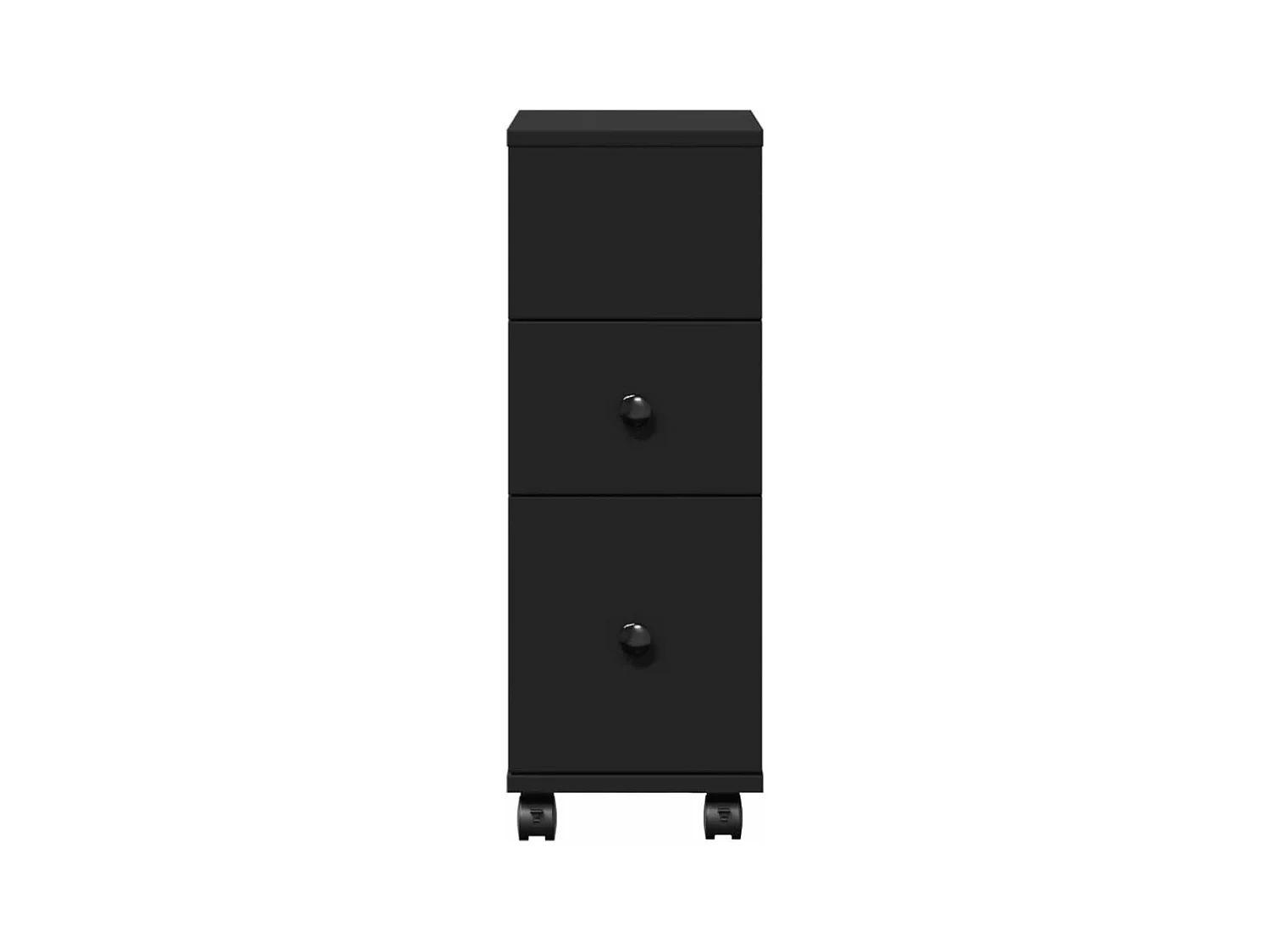 Meuble étroit de salle de bain à roulettes noir
