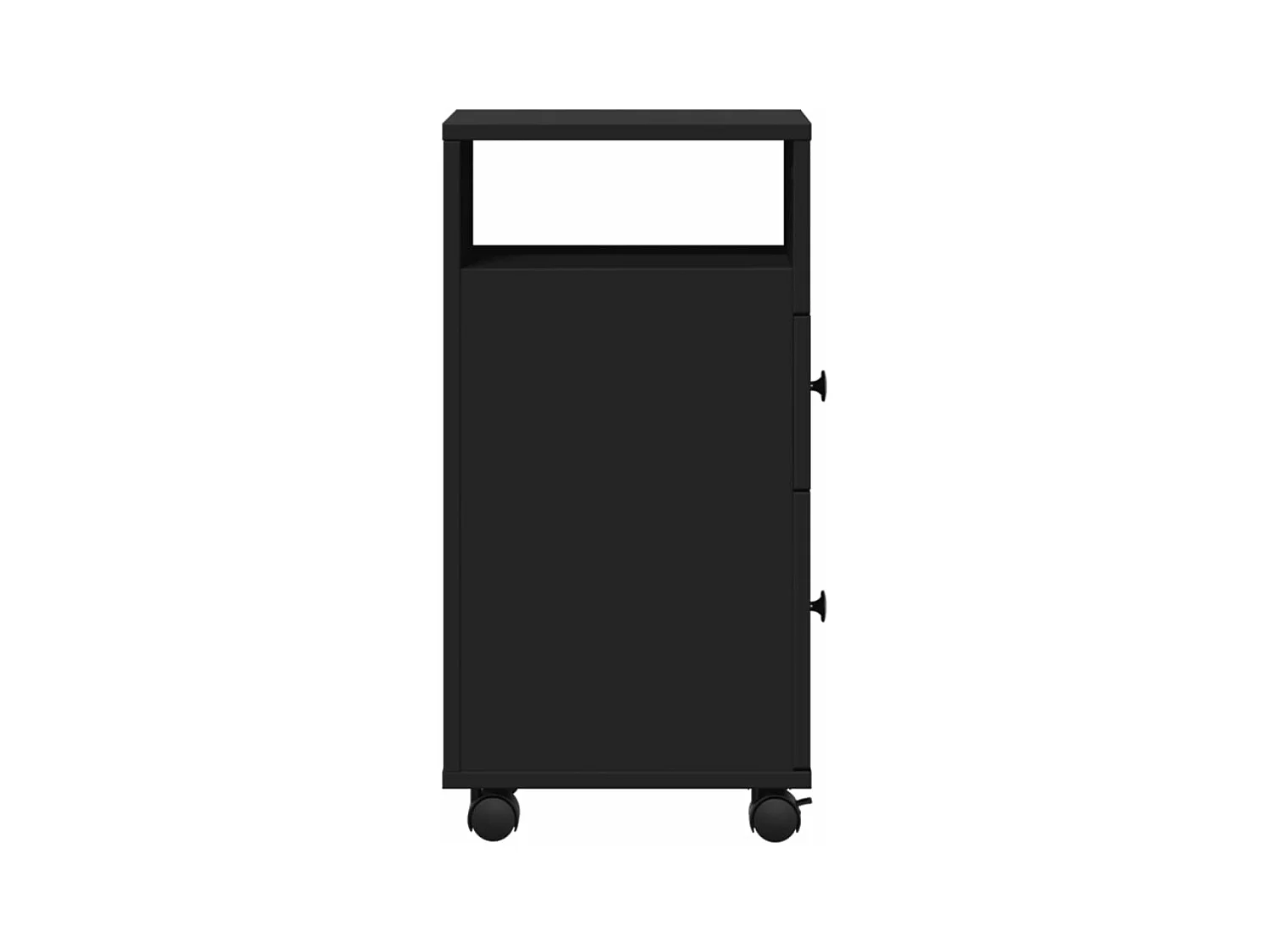 Meuble étroit de salle de bain à roulettes noir