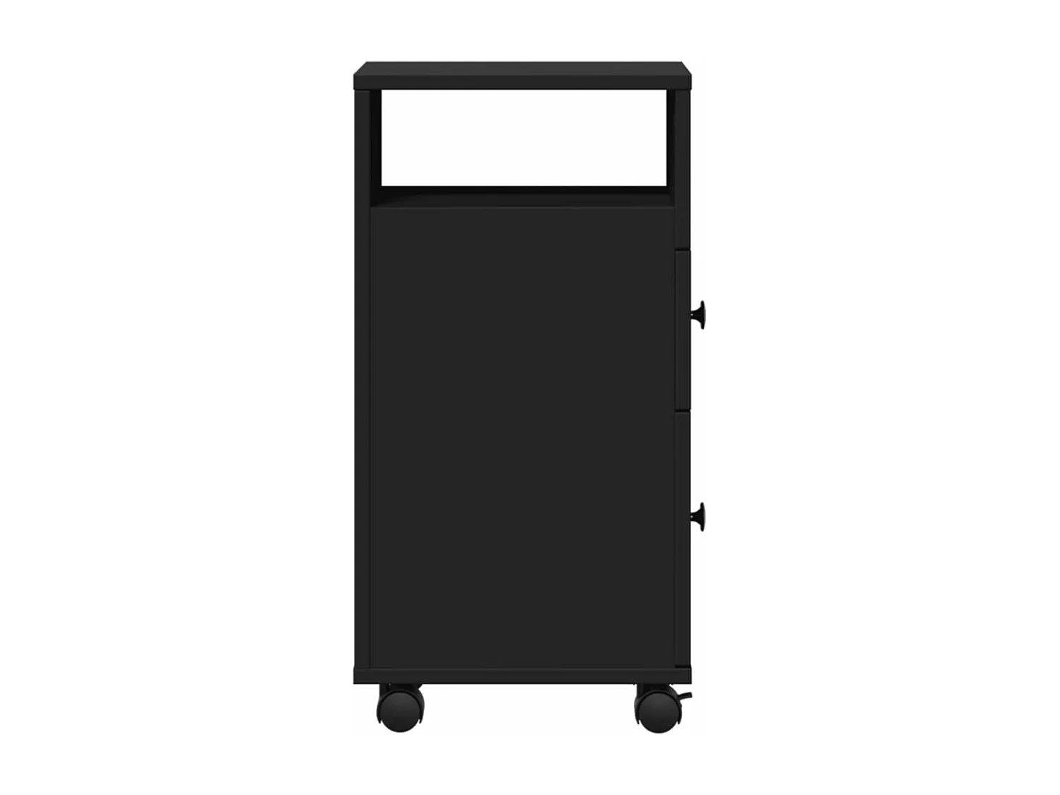 Meuble étroit de salle de bain à roulettes noir