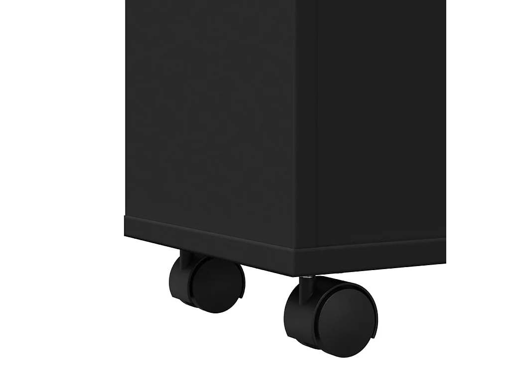 Meuble étroit de salle de bain à roulettes noir