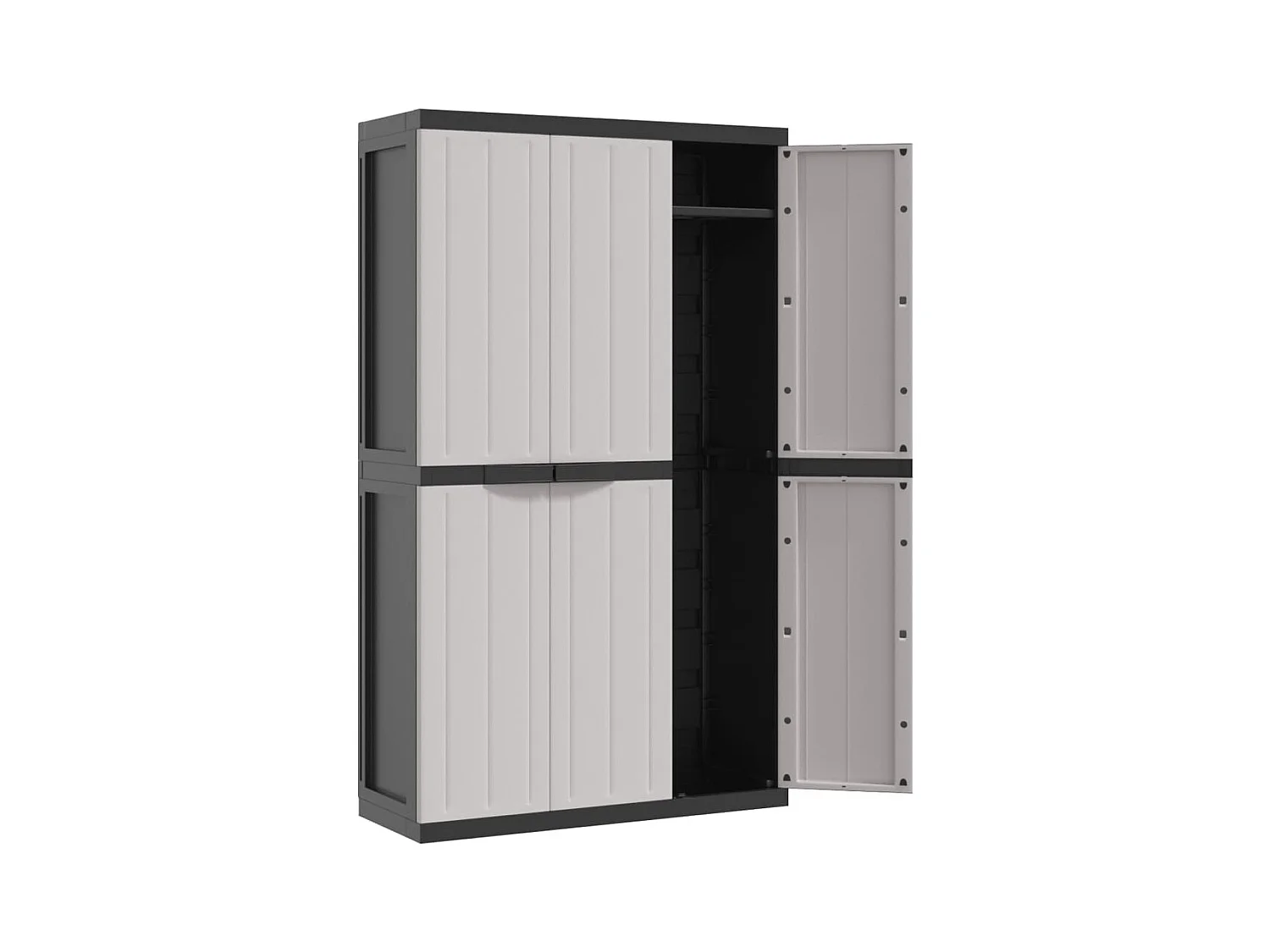 Armoire de rangement d'extérieur gris et noir 97x37x165 cm PP